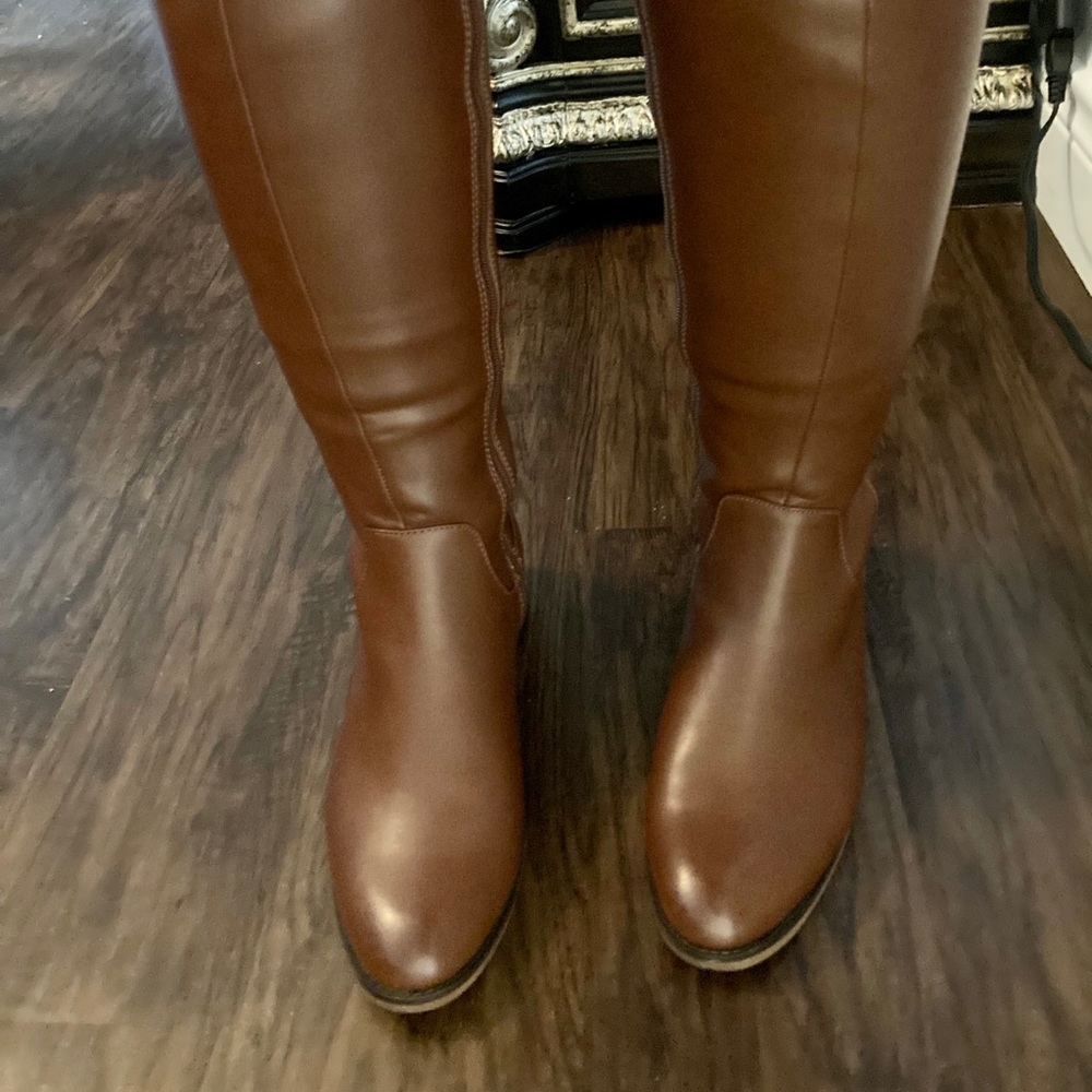 Brown Faux Leather Riding Boots A New Day NWOB - Picture 2 of 10